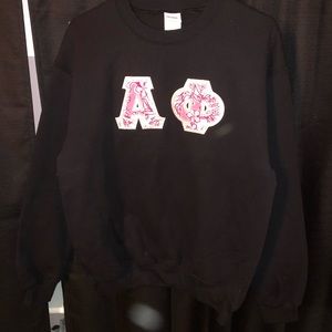 Black embroidered alpha Phi crew neck